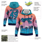 Custom Stitched Orange Teal Pink Blue-Navy 3D Sun Beach Hawaii Palm Trees Sports Pullover Sweatshirt Hoodie