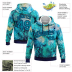 Custom Stitched Tie Dye Teal-Navy 3D Sports Pullover Sweatshirt Hoodie