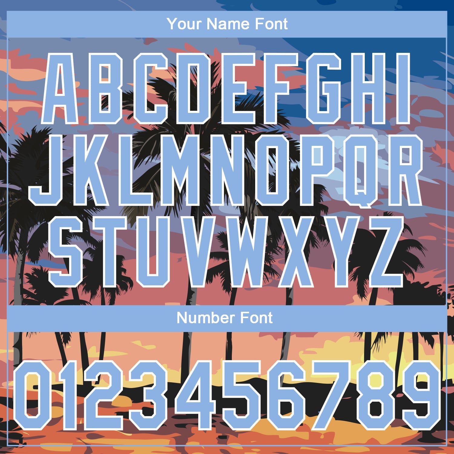 Custom Stitched Blue Light Blue-White 3D Hawaii Palm Trees Sports Pullover Sweatshirt Hoodie