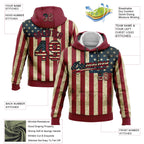 Custom Stitched Crimson Vintage USA Flag Cream-Black 3D American Flag Sports Pullover Sweatshirt Hoodie