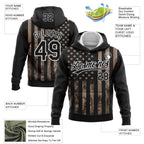Custom Stitched Black Camo-White 3D American Flag Sports Pullover Sweatshirt Hoodie