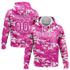 Custom Stitched Camo Deep Pink-White 3D Sports Pullover Sweatshirt Salute To Service Hoodie
