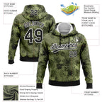 Custom Stitched Camo Black-White 3D Leaves Sports Pullover Sweatshirt Salute To Service Hoodie