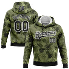 Custom Stitched Camo Black-White 3D Leaves Sports Pullover Sweatshirt Salute To Service Hoodie