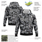 Custom Stitched Camo Black-White 3D Dinosaur Sports Pullover Sweatshirt Salute To Service Hoodie