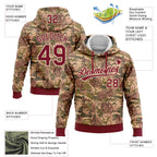 Custom Stitched Camo Crimson-Cream 3D Military Badge Sports Pullover Sweatshirt Salute To Service Hoodie