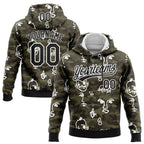 Custom Stitched Camo Black-White 3D Hand Painted Face Sports Pullover Sweatshirt Salute To Service Hoodie