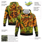 Custom Stitched Camo Black-Orange 3D Funny Faces Sports Pullover Sweatshirt Salute To Service Hoodie