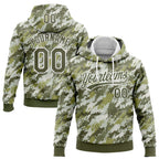 Custom Stitched Camo Olive-White 3D Sports Pullover Sweatshirt Salute To Service Hoodie