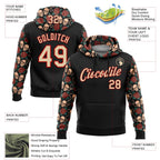 Custom Black City Cream-Red 3D Skull Roses Tattoo Floral Sports Pullover Sweatshirt Hoodie