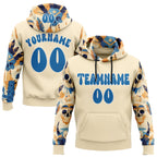 Custom City Cream Blue-White 3D Skull Chief Tribal Sports Pullover Sweatshirt Hoodie
