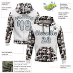 Custom White Silver-Black 3D Skull Funny Soul Sports Pullover Sweatshirt Hoodie