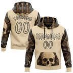 Custom City Cream Black 3D Skull Chief Sports Pullover Sweatshirt Hoodie