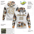 Custom White City Cream-Black 3D Skull Wedding Sports Pullover Sweatshirt Hoodie