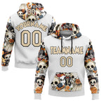 Custom White City Cream-Black 3D Skull Wedding Sports Pullover Sweatshirt Hoodie