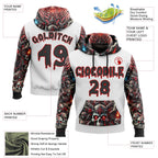 Custom White Black-Red 3D Skull Hell Sports Pullover Sweatshirt Hoodie