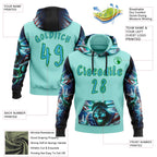 Custom Ice Blue Sky Blue-Grass Green 3D Skull Statue Of Liberty Sports Pullover Sweatshirt Hoodie