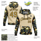 Custom City Cream Old Gold-Black 3D Skull Metal Sports Pullover Sweatshirt Hoodie