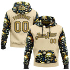 Custom City Cream Old Gold-Black 3D Skull Metal Sports Pullover Sweatshirt Hoodie