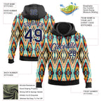 Custom Stitched Black Navy Blue Red Yellow-White 3D Mexico Aztec Pattern Sports Pullover Sweatshirt Hoodie