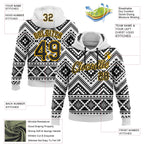 Custom Stitched White Black-Gold 3D Mexico Aztec Pattern Sports Pullover Sweatshirt Hoodie