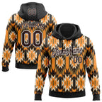 Custom Stitched Black Brown Orange Green-White 3D Mexico Aztec Pattern Sports Pullover Sweatshirt Hoodie