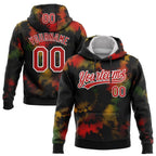 Custom Stitched Tie Dye Red-White 3D Sports Pullover Sweatshirt Hoodie