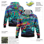 Custom Stitched Black Aqua 3D Pattern Design Abstract Psychedelic Fluid Art Sports Pullover Sweatshirt Hoodie