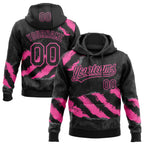 Custom Stitched Black Pink-Steel Gray 3D Pattern Design Splash Sports Pullover Sweatshirt Hoodie