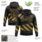 Custom Stitched Black Old Gold-Steel Gray 3D Pattern Design Splash Sports Pullover Sweatshirt Hoodie