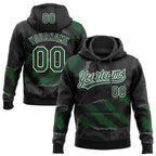 Custom Stitched Black Green Steel Gray-White 3D Pattern Design Splash Sports Pullover Sweatshirt Hoodie