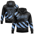 Custom Stitched Black Light Blue-Steel Gray 3D Pattern Design Splash Sports Pullover Sweatshirt Hoodie