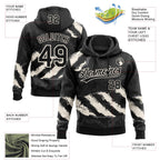 Custom Stitched Black Cream-Steel Gray 3D Pattern Design Splash Sports Pullover Sweatshirt Hoodie