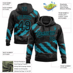 Custom Stitched Black Teal-Steel Gray 3D Pattern Design Splash Sports Pullover Sweatshirt Hoodie