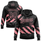 Custom Stitched Black Medium Pink-Steel Gray 3D Pattern Design Splash Sports Pullover Sweatshirt Hoodie