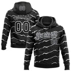 Custom Stitched Black White 3D Pattern Design Torn Paper Style Sports Pullover Sweatshirt Hoodie