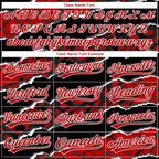 Custom Stitched Black Red-White 3D Pattern Design Torn Paper Style Sports Pullover Sweatshirt Hoodie