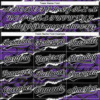 Custom Stitched Black Purple-White 3D Pattern Design Torn Paper Style Sports Pullover Sweatshirt Hoodie
