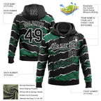 Custom Stitched Black Kelly Green-White 3D Pattern Design Torn Paper Style Sports Pullover Sweatshirt Hoodie