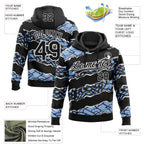Custom Stitched Black Light Blue-White 3D Pattern Design Torn Paper Style Sports Pullover Sweatshirt Hoodie