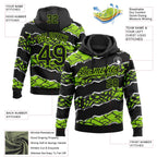 Custom Stitched Black Neon Green-White 3D Pattern Design Torn Paper Style Sports Pullover Sweatshirt Hoodie