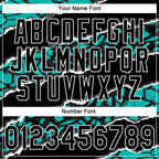 Custom Stitched Black Aqua-White 3D Pattern Design Torn Paper Style Sports Pullover Sweatshirt Hoodie