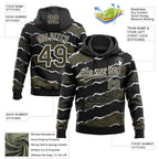 Custom Stitched Black Olive-White 3D Pattern Design Torn Paper Style Sports Pullover Sweatshirt Hoodie
