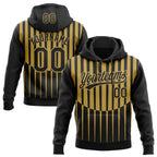 Custom Stitched Black Old Gold 3D Pattern Design Line Sportswear Pullover Sweatshirt Hoodie