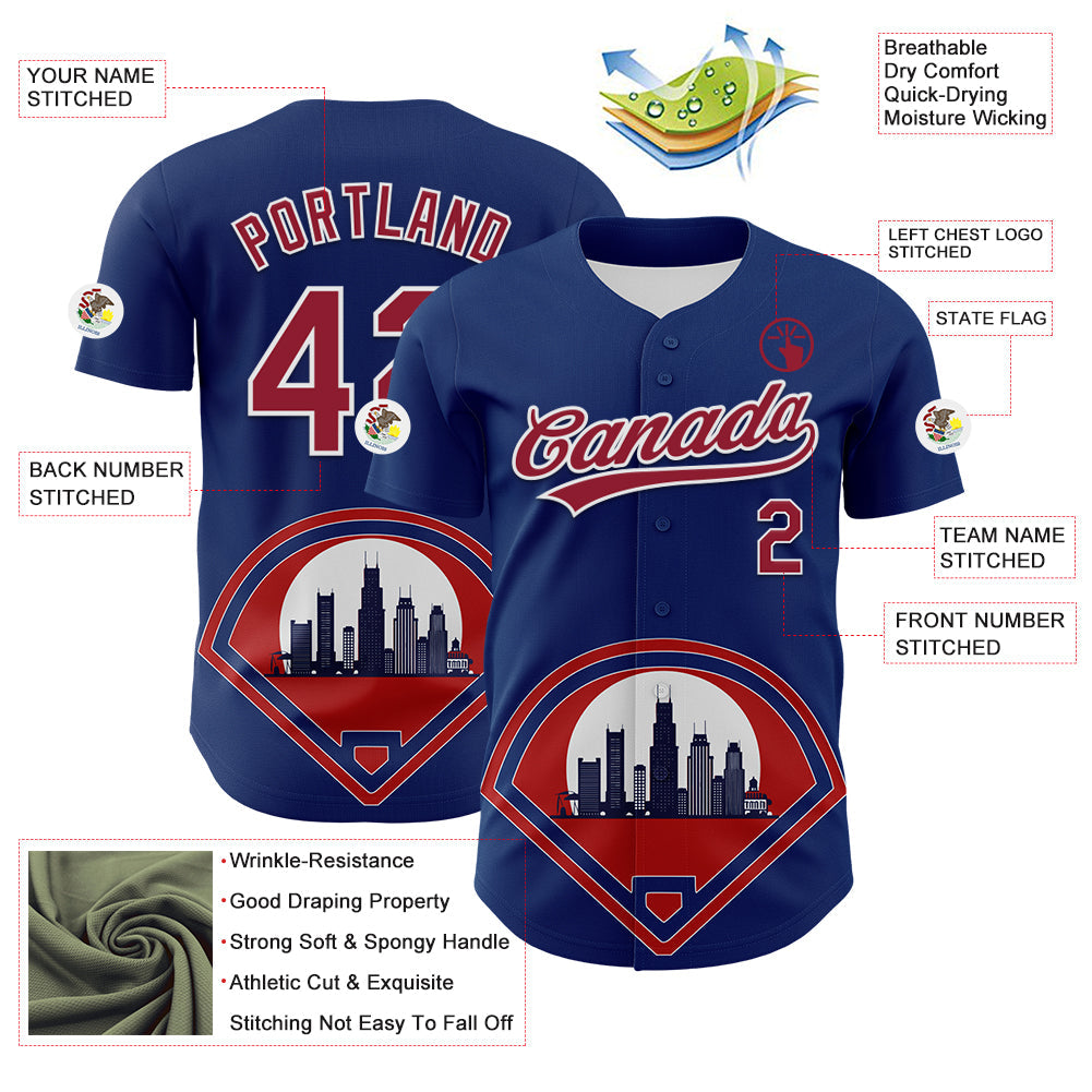 Custom Blue Cardinal-White 3D Urban City Edition Sports Authentic Baseball Jersey