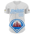 Custom White Electric Blue-Red 3D Urban City Edition Sports Authentic Baseball Jersey
