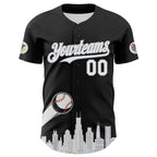 Custom Black White-Gray 3D Urban City Edition Sports Authentic Baseball Jersey