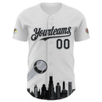 Custom White Black-Gray 3D Urban City Edition Sports Authentic Baseball Jersey
