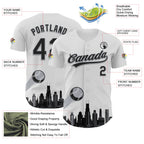 Custom White Black-Gray 3D Urban City Edition Sports Authentic Baseball Jersey
