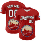 Custom Red White Blue Cream-Black 3D Urban City Edition Sports Authentic Baseball Jersey